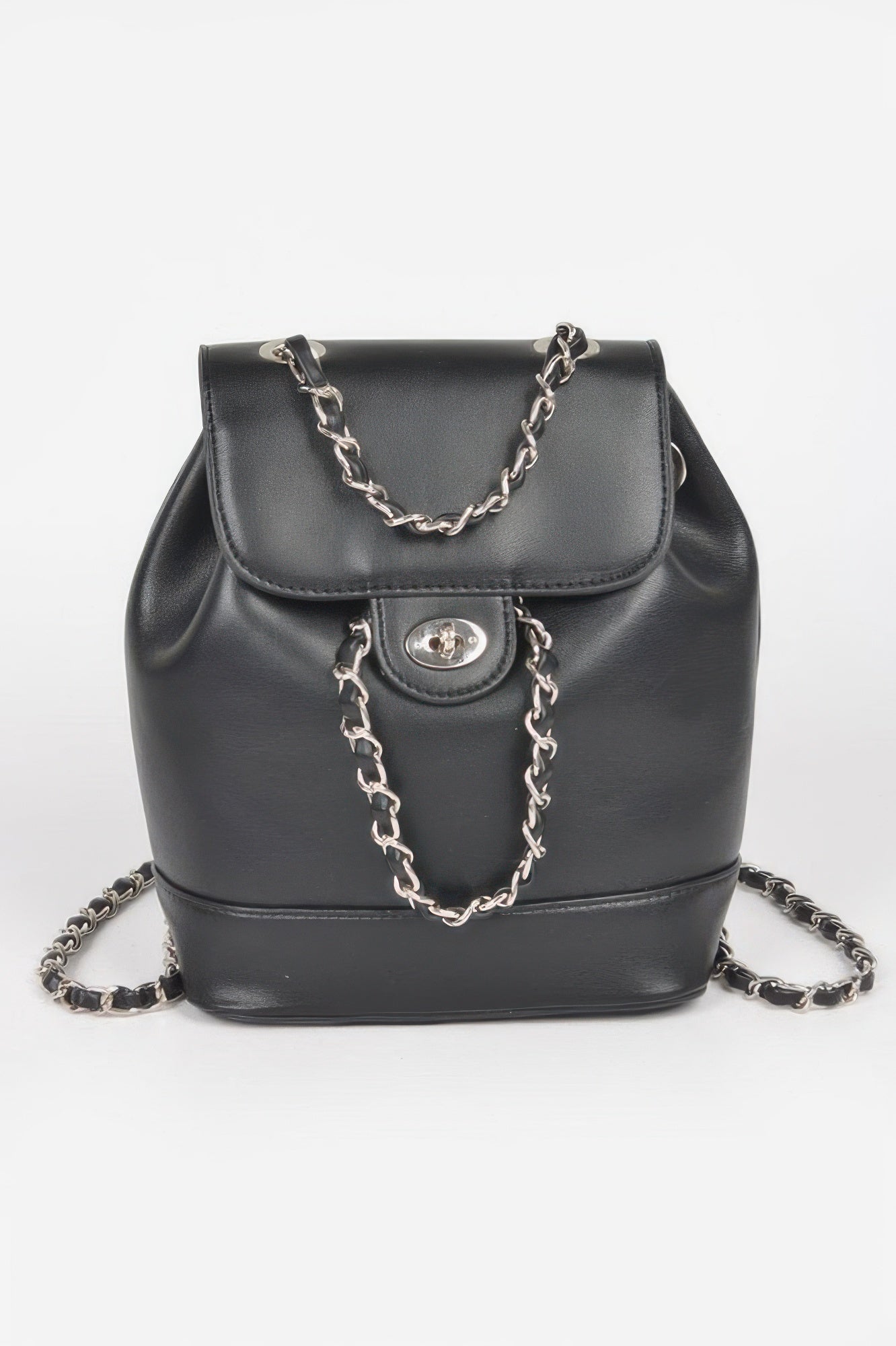 Faux Leather Flap Backpack.