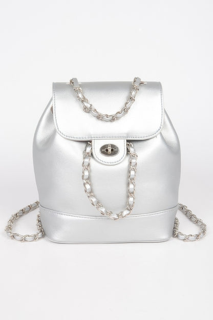 Faux Leather Flap Backpack.