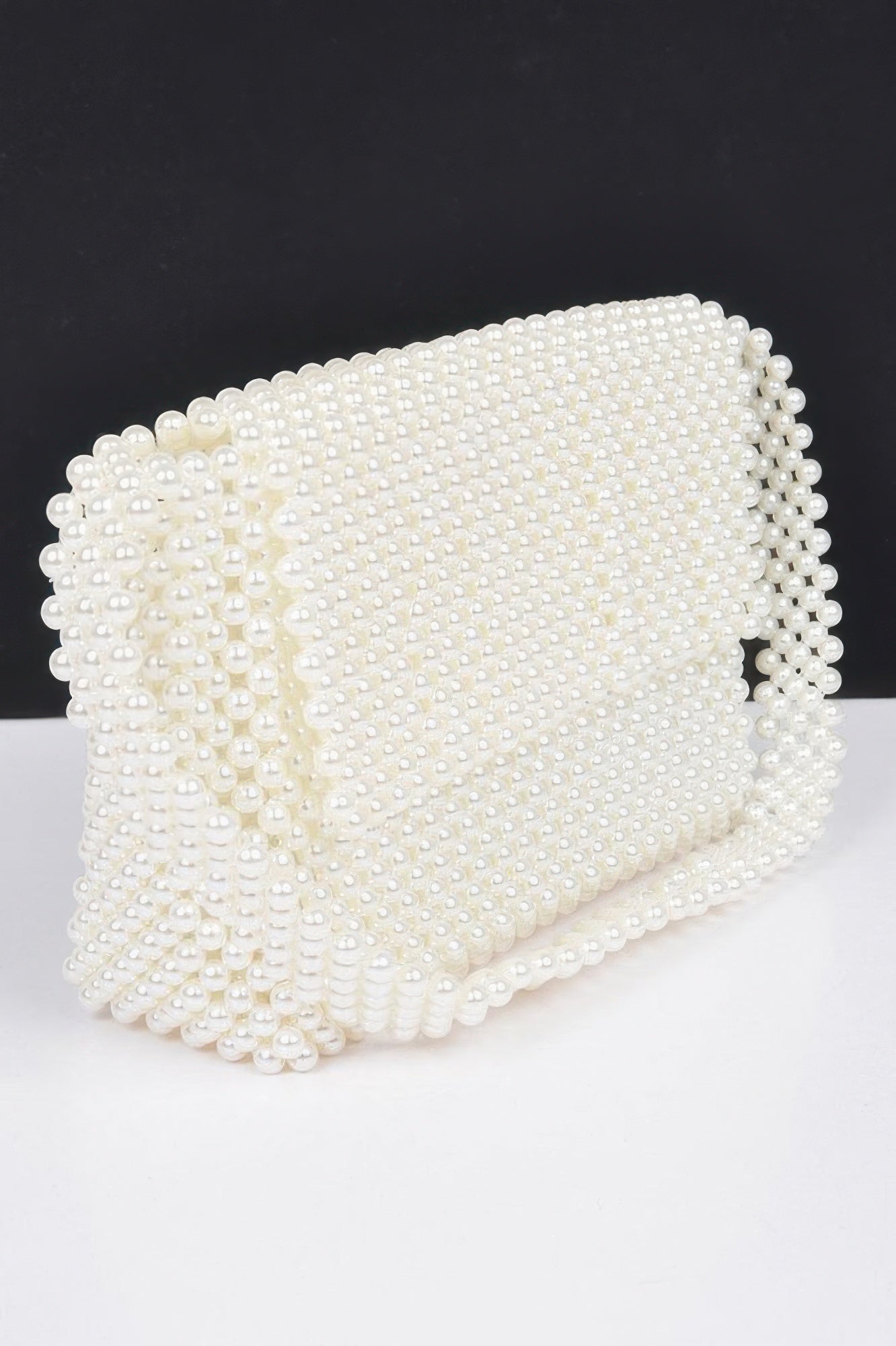 Hand Made Faux Pearl Bead Flap Shoulder Bag.