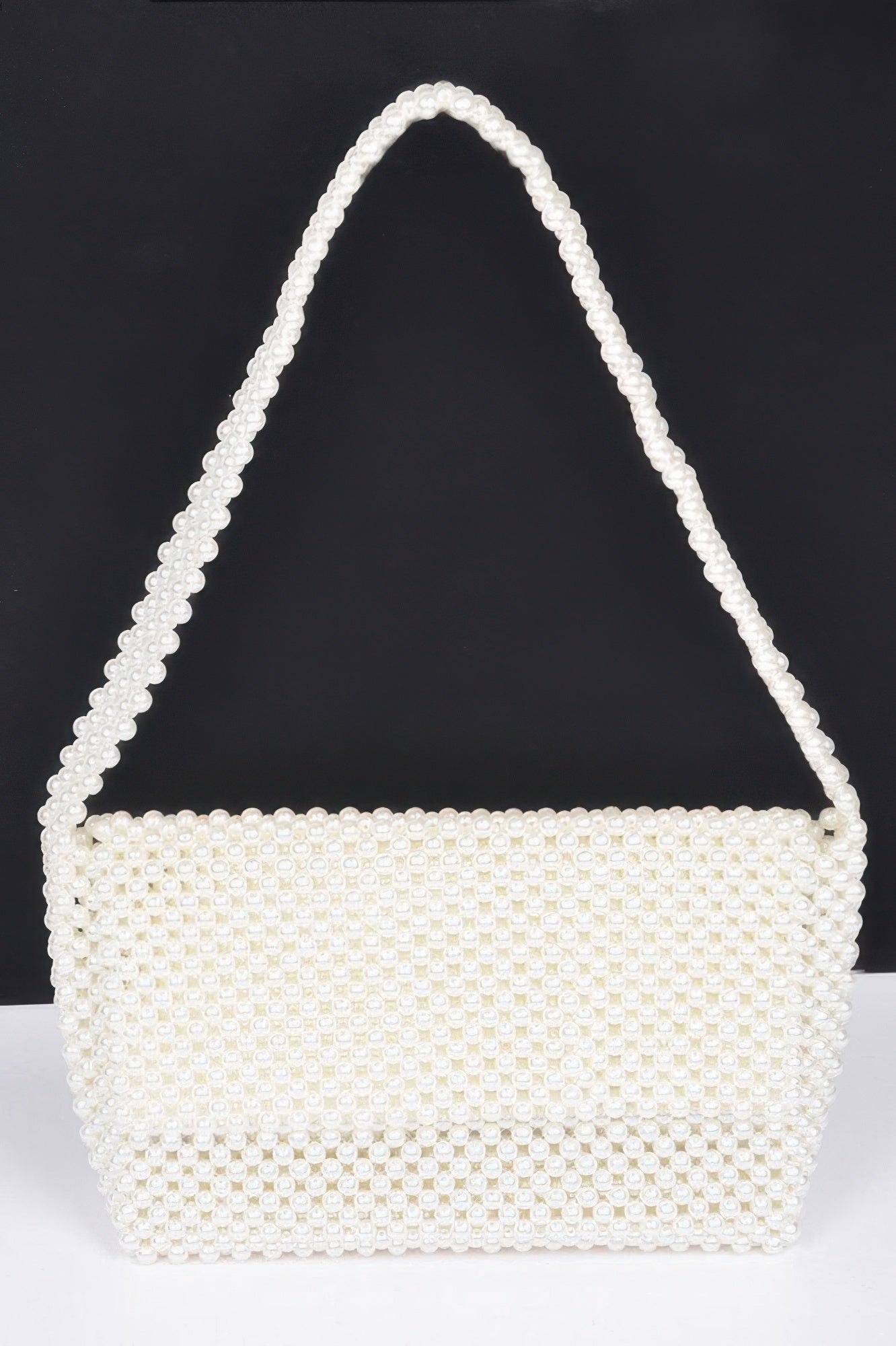Hand Made Faux Pearl Bead Flap Shoulder Bag.