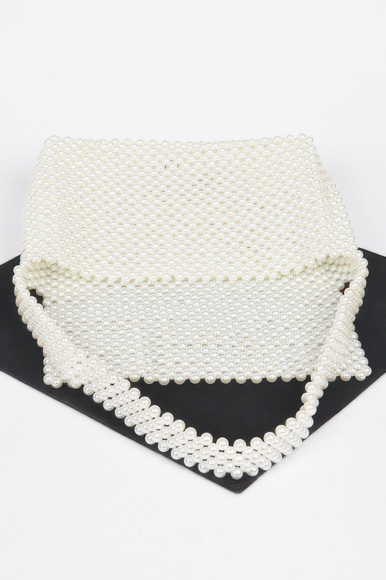 Hand Made Faux Pearl Bead Flap Shoulder Bag.