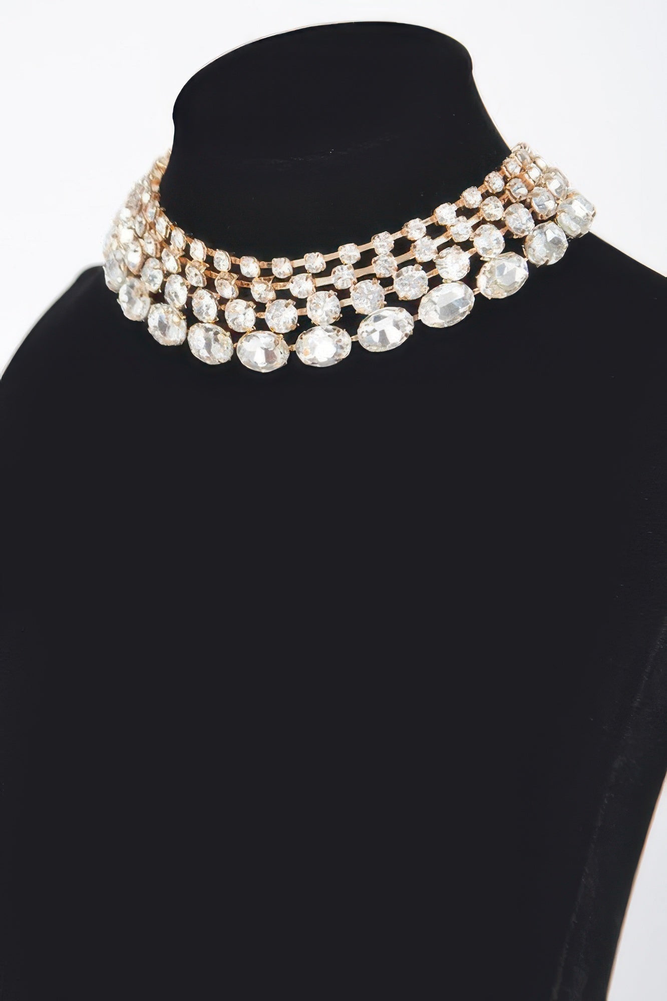 Multi Rhinestone Layered Necklace.