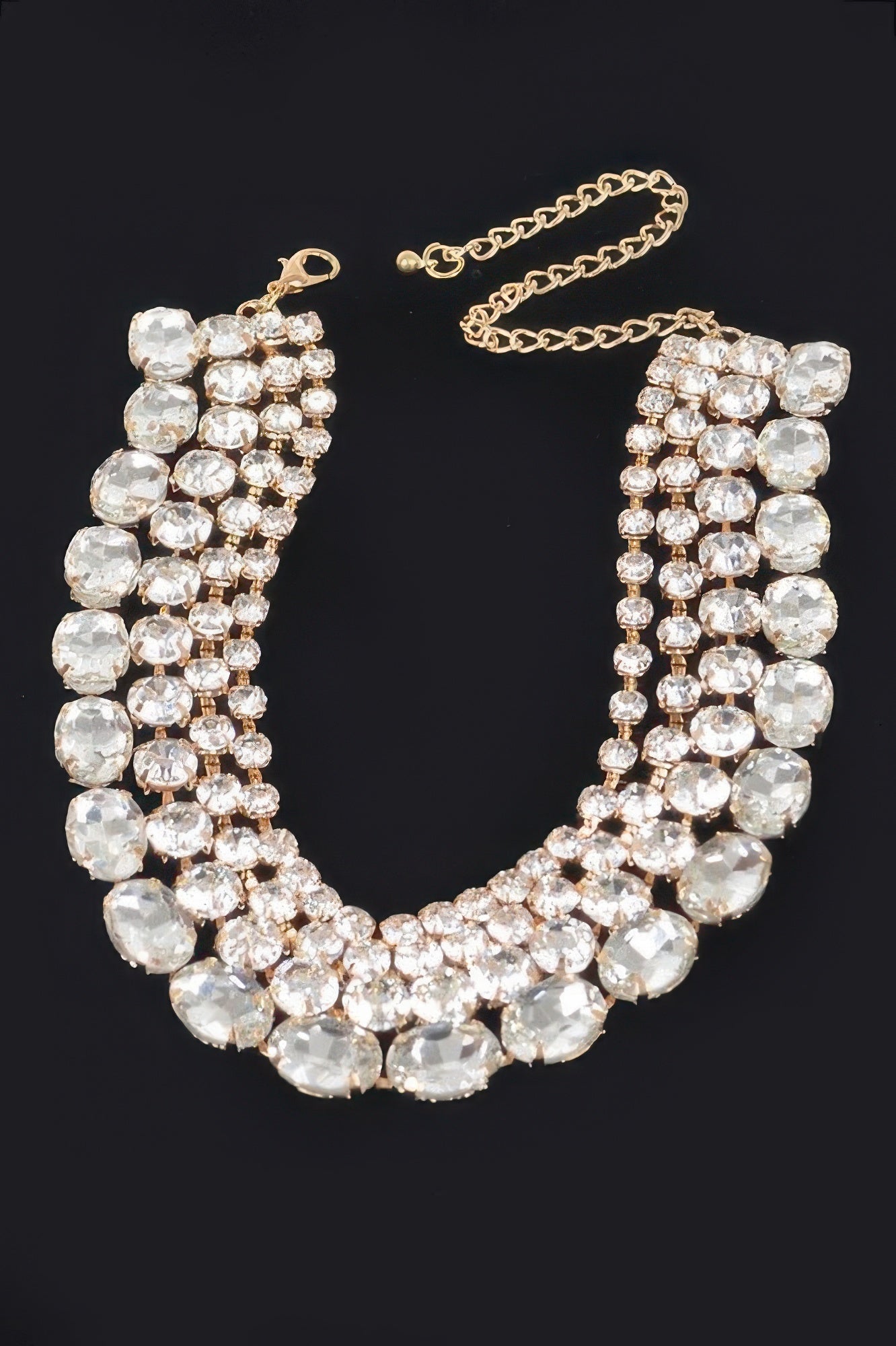 Multi Rhinestone Layered Necklace.