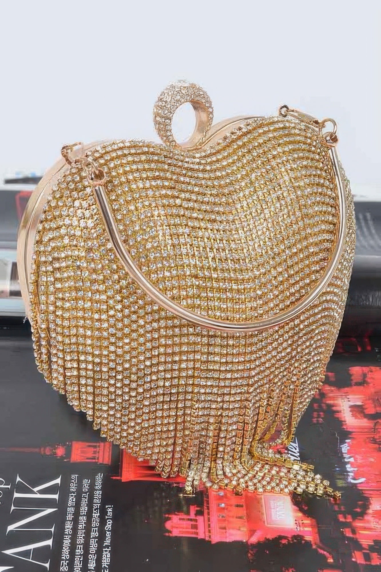 Rhinestone Fringe Heart Shape Party Bag.