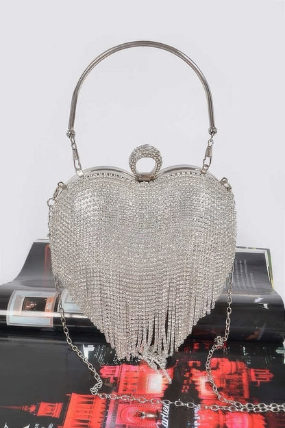 Rhinestone Fringe Heart Shape Party Bag.