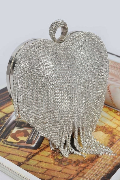 Rhinestone Fringe Heart Shape Party Bag.