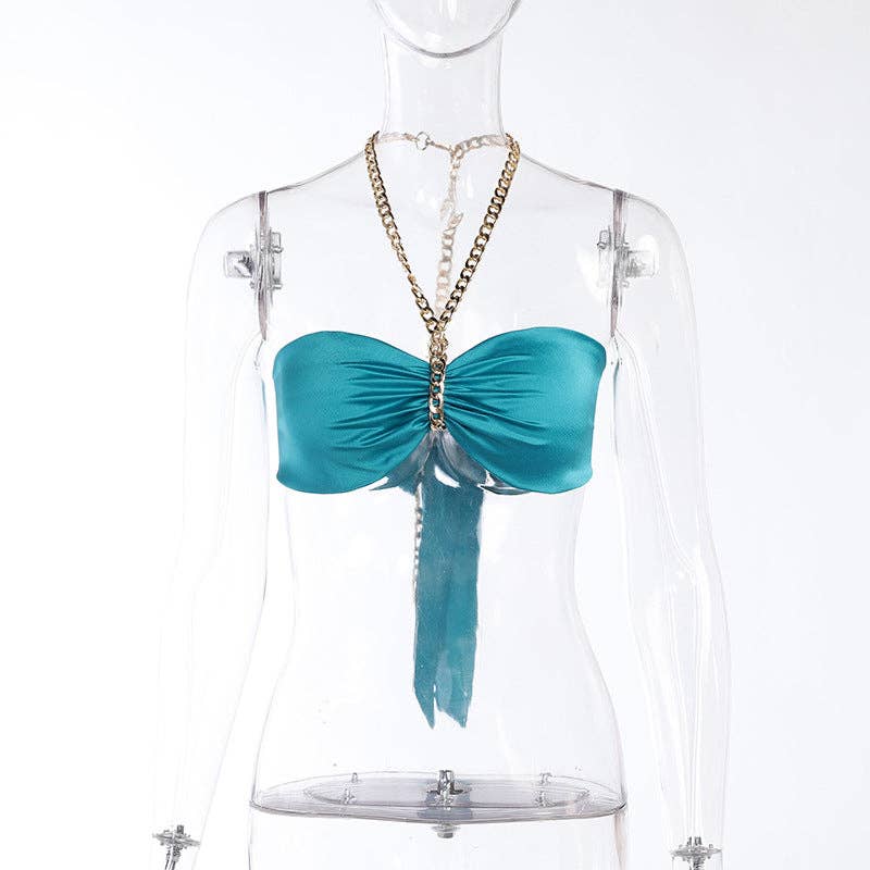 Sexy Halter Vest Crop top And Wide Leg Pants two-piece Suit
