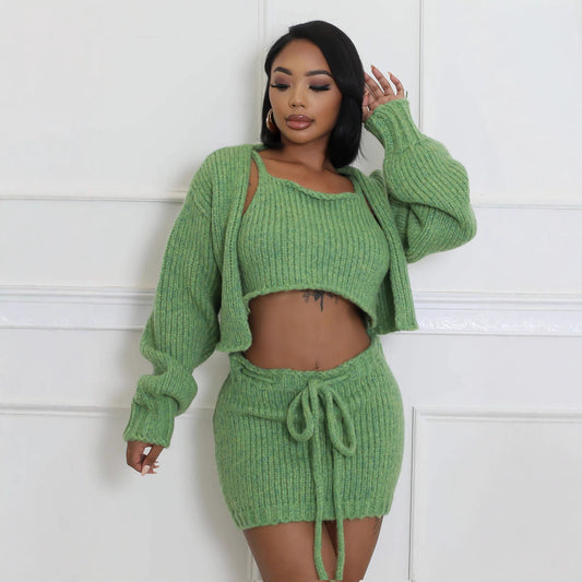 3-Piece Green Knit Set.